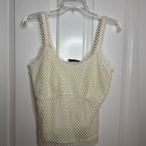 EUC VIKA GAZINSKAYA Ivory pullover  lace camisole style top size 40
